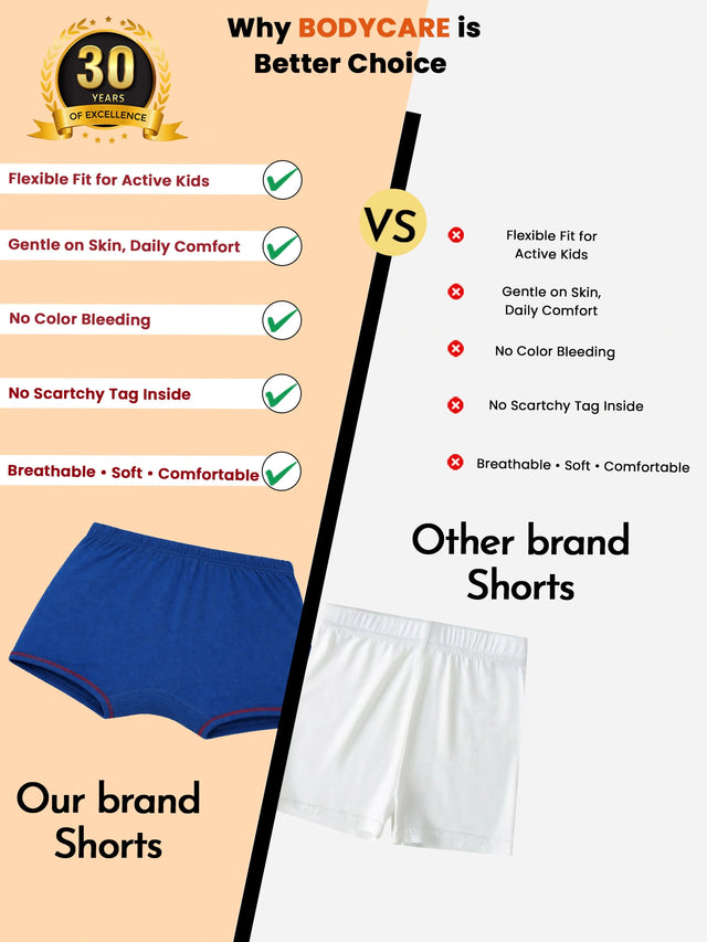 Girls 100% Cotton Boyshorts Inner Elastic Pack of 4 - Bodycare