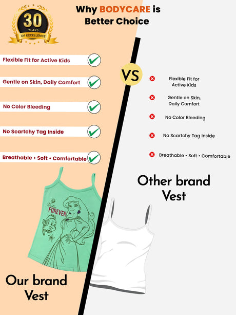 Girls Princess Vest Sleeveless Pack of 6