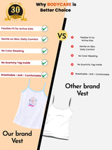 Kids vest comparison chart showing benefits of soft, breathable, comfortable innerwear
