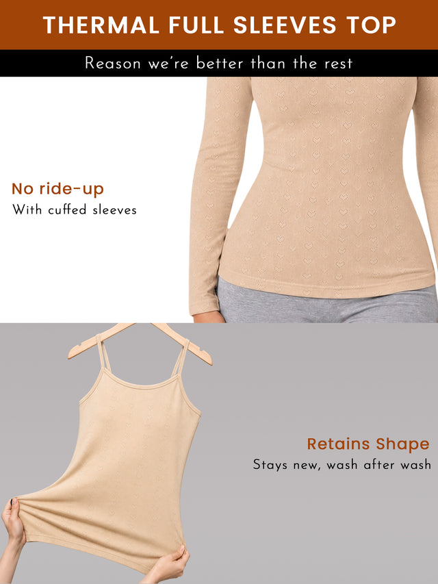 Women Round Neck Sleeveless Thermal Top for Winter Base Layering, Cold-Weather Comfort and Everyday Innerwear - Pack of 1