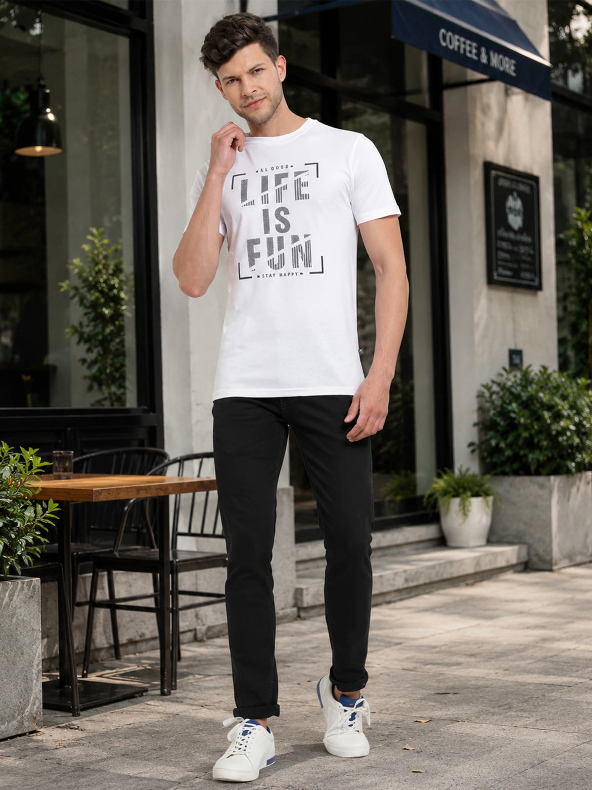 Men T-Shirt Round Neck Half Sleeves with Clean Everyday Styling for Casual Wear and Wardrobe Basics Essentials