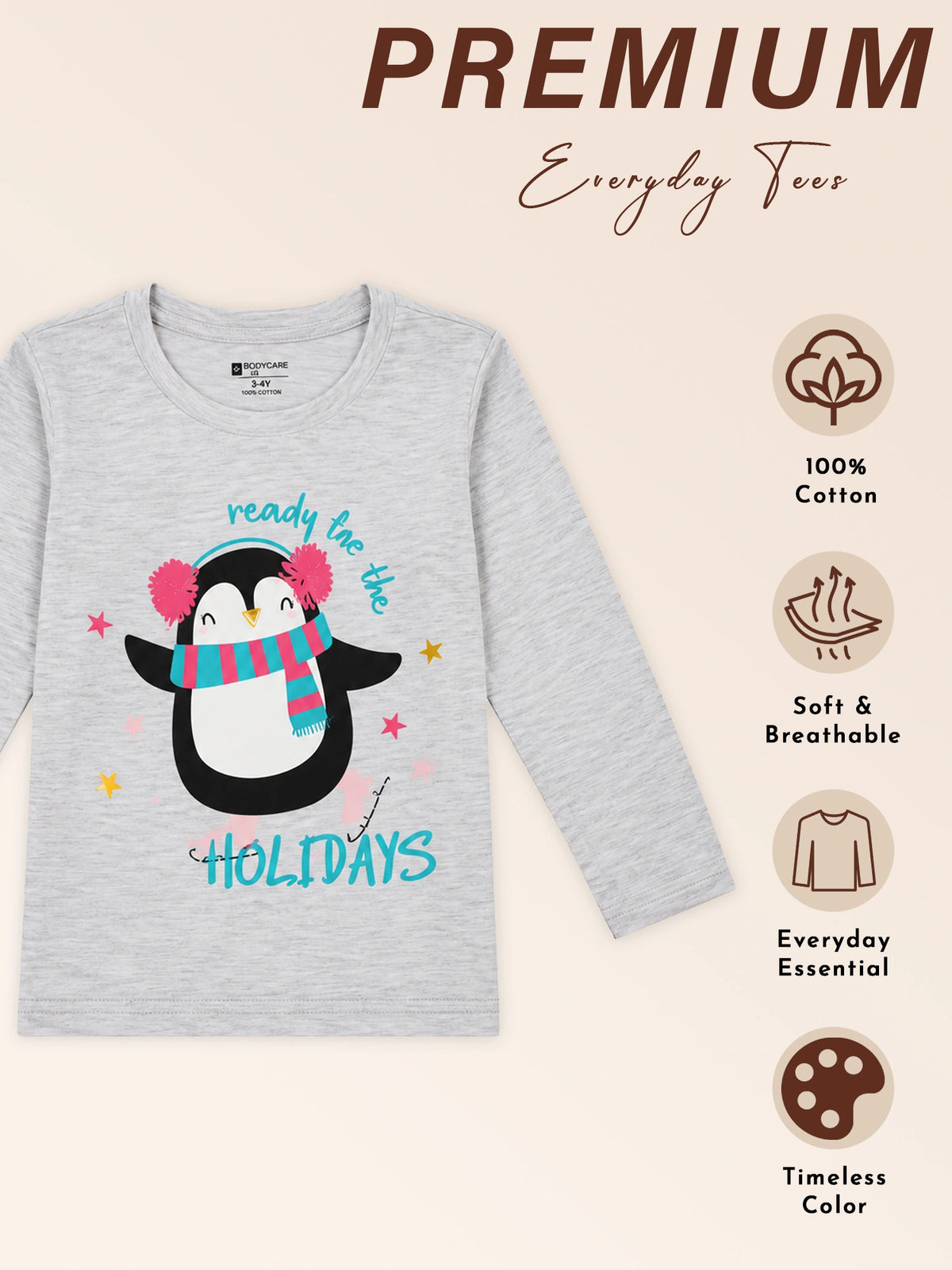 Baby Girls Interlock Cotton T-Shirt with Soft Breathable Fabric and Regular Fit for Everyday Casual Wear