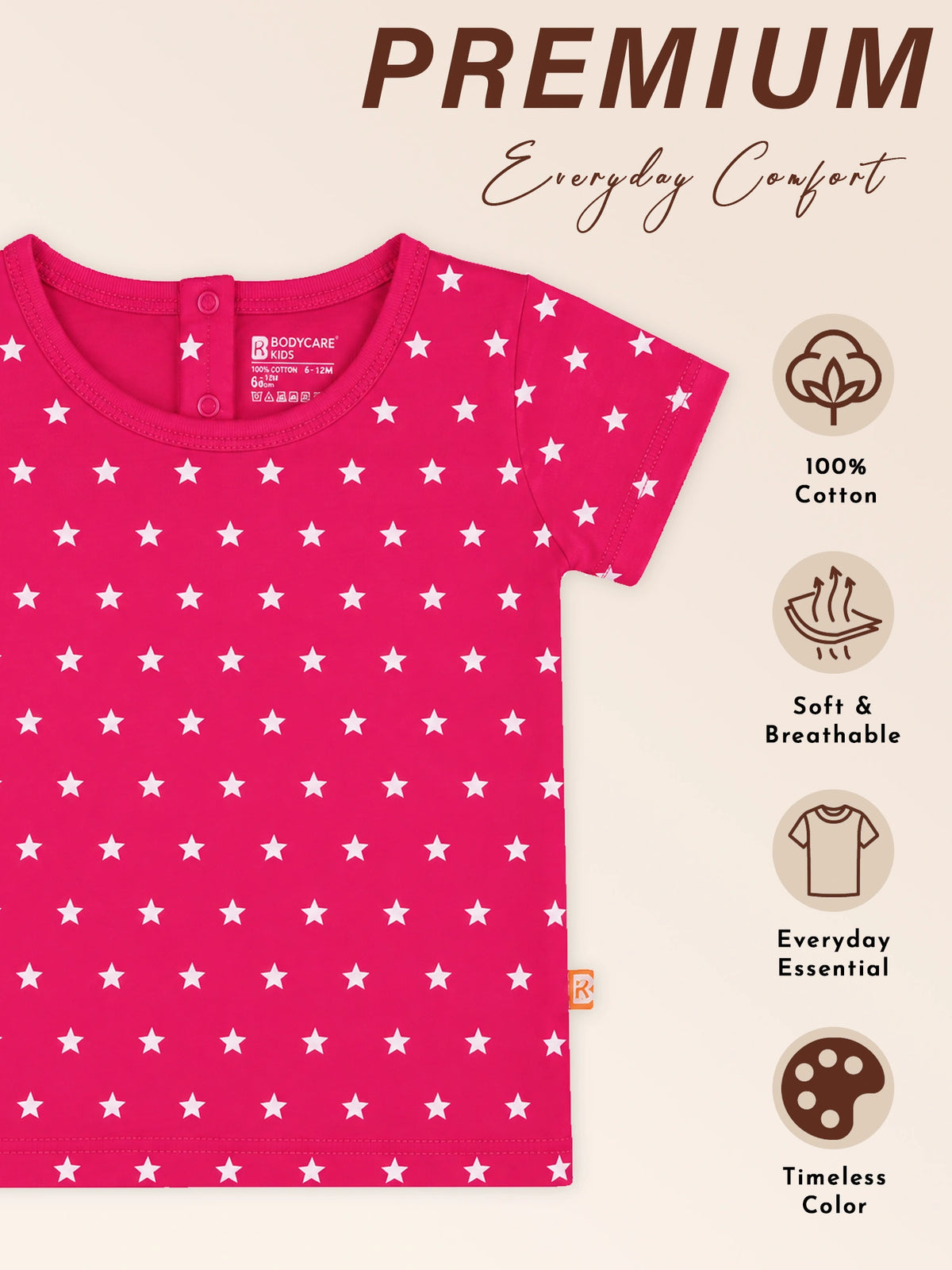 Baby Girls Cotton Round Neck Half Sleeve T-Shirt for Comfortable Casual Dressing and Regular Everyday Use - Pack of 1
