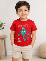 Baby Boys 100% Cotton Round Neck T-Shirt with Half Sleeves, Soft Breathable Comfort and Regular Fit Casual Wear