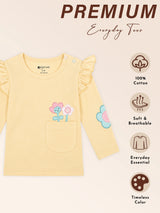 Baby Girls Interlock Cotton T-Shirt with Regular Fit and Soft Breathable Fabric for Casual Everyday Comfort