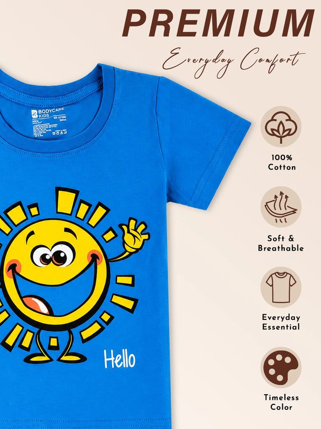 Baby Boys 100% Cotton T-Shirt Round Neck Half Sleeves Regular Fit Top with Soft Breathable Fabric for Daily Wear