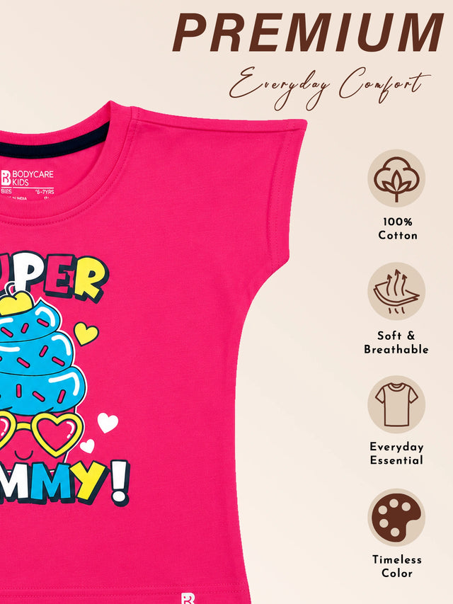 Baby Girls Round Neck Half Sleeve T-Shirt for Casual Wear, Easy Movement, Everyday Comfort and Regular Wardrobe Use