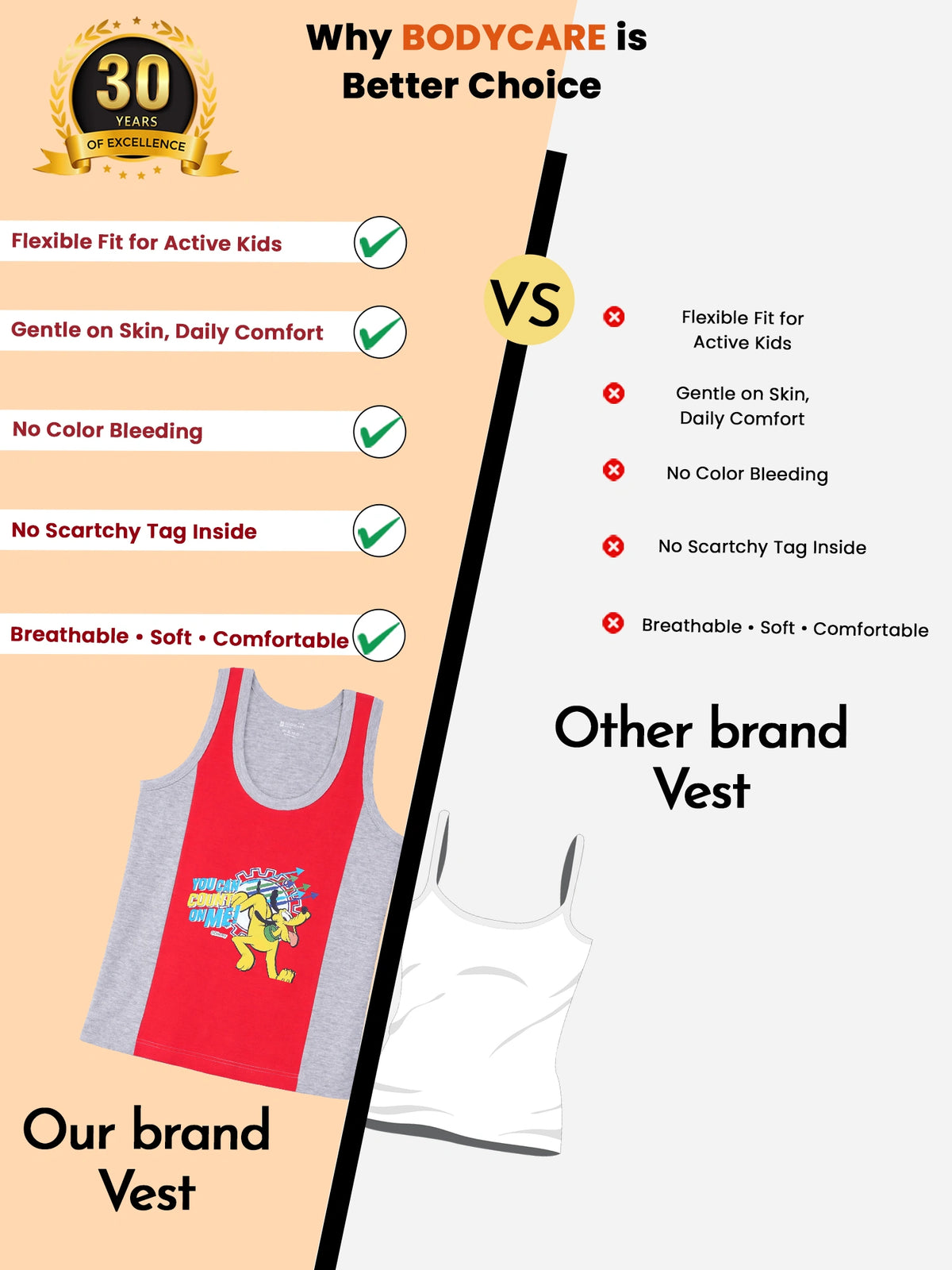 Bodycare Tom & Jerry Boys Vest Round Neck Sleeveless Pack Of 3 - Bodycare