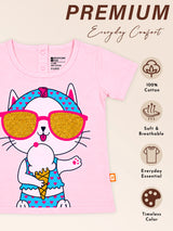 Baby Girls 100% Cotton Round Neck Half Sleeves T-Shirt with Soft Everyday Comfort and Casual Wear Styling