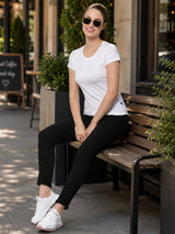 Women Solid T-Shirt Round Neck Half Sleeves with Clean Everyday Styling for Casual Wear and Comfort Essentials