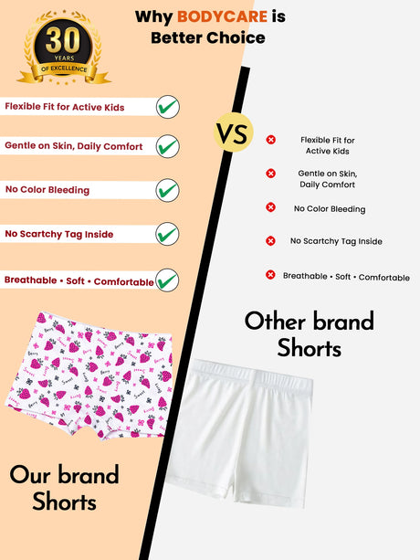 Girls 100% Cotton Boyshorts Inner Elastic Pack of 3 - Bodycare