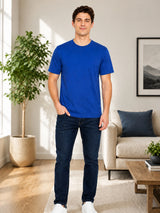 Men 100% Cotton Round Neck T-Shirt with Half Sleeves, Soft Regular Fit Comfort and Everyday Casual Wear