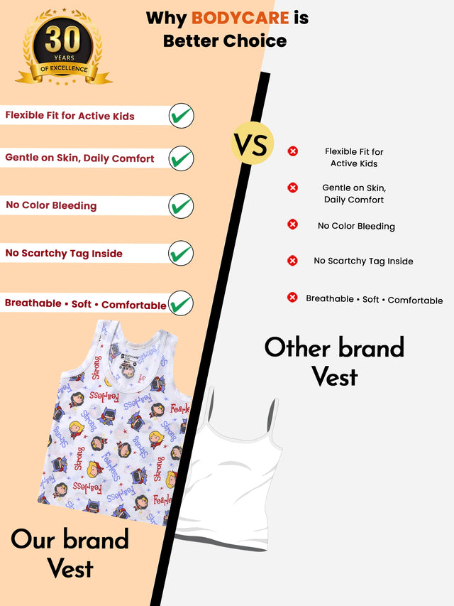 Unisex Baby 100% Cotton Sleeveless Vest with Round Neck, Cute Prints and Breathable Innerwear Comfort - Pack of 3