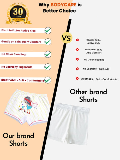Girls Boyshorts Inner Elastic Pack of 4 - Bodycare