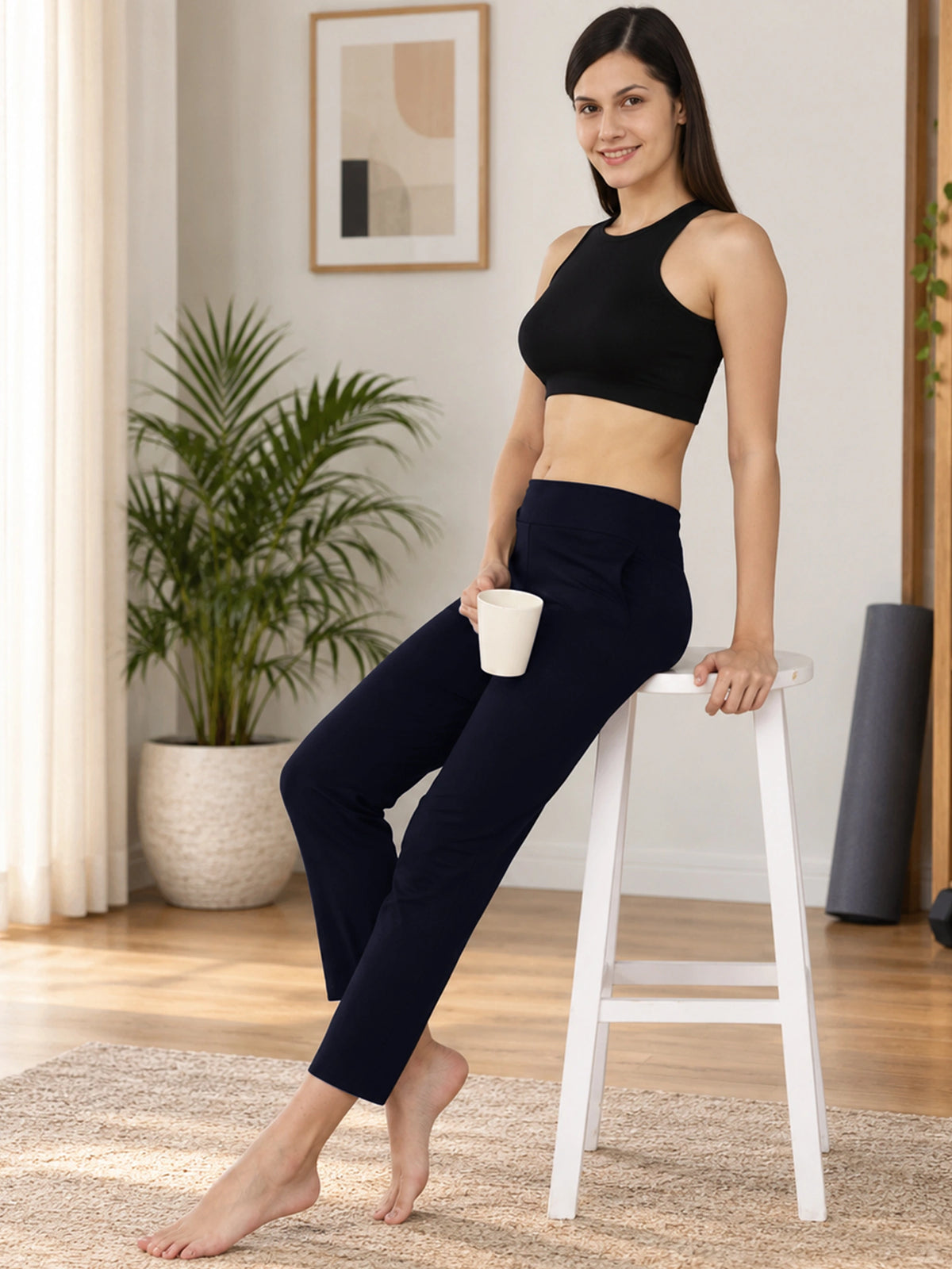 Women 100% Cotton Track Pant with Side Pockets and Solid Sports Jogger Styling for Workout, Gym and Active Wear