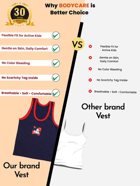Boys Mickey & Friends Vest Round Neck Sleeveless Pack of 3