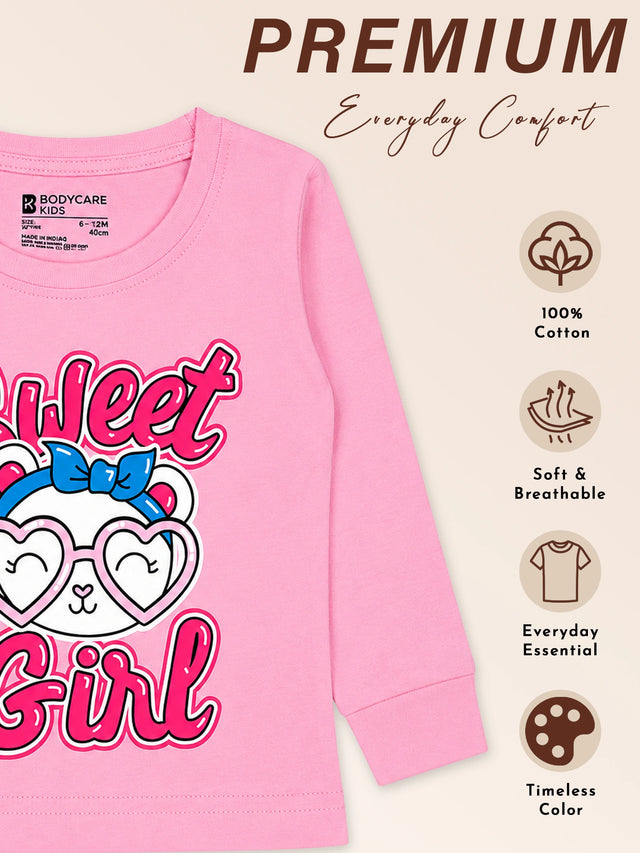 Baby Girls Solid T-Shirt Round Neck Full Sleeves Casual Wear Top for Playtime, Travel and Everyday Outfits - Pack of 1