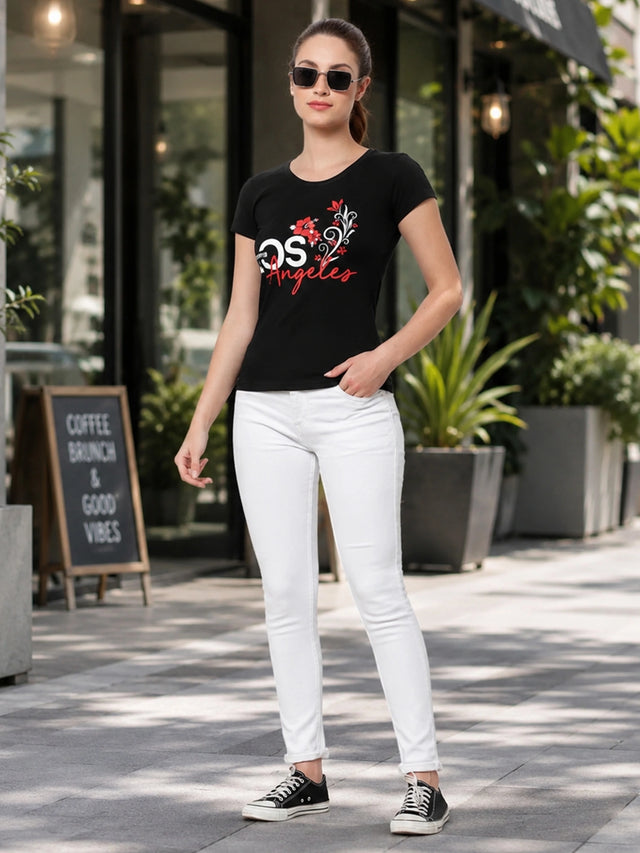 Women T-Shirt Round Neck Half Sleeves with Solid Styling for Casual Wear, Layering and Everyday Comfort