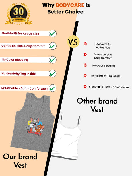 Boys Tom & Jerry Vest Round Neck Sleeveless Pack of 3