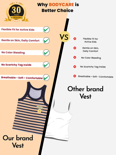 Boys Vest Round Neck Sleeveless Pack of 4 - Bodycare