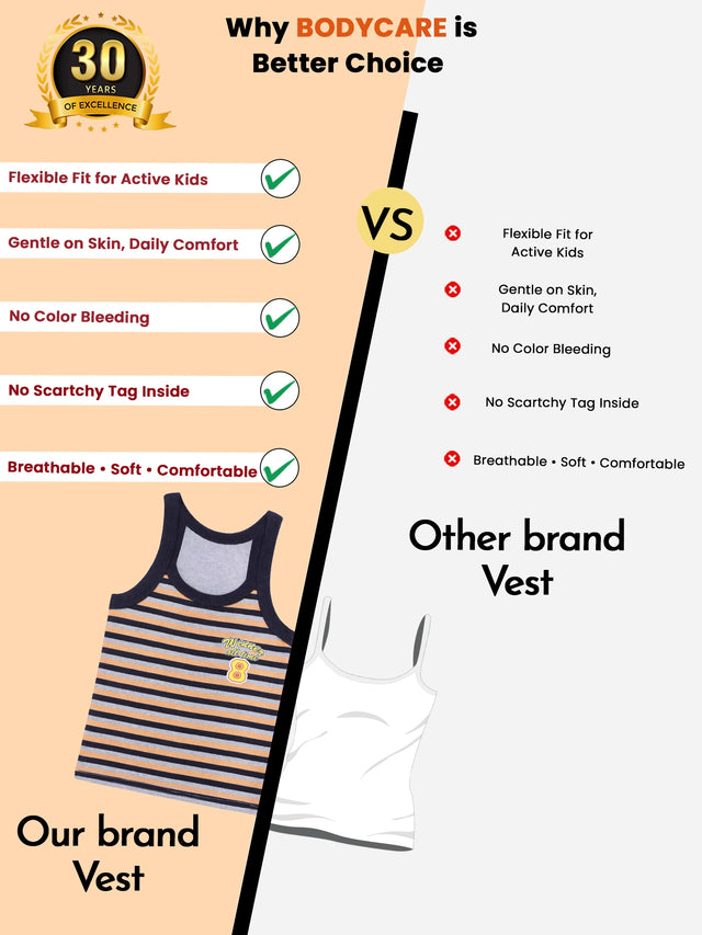 Boys Vest Round Neck Sleeveless Pack of 4 - Bodycare