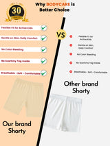 Girls 100% Cotton Shorties with Inner Elastic for Comfortable Coverage, Durable Wear and Easy Movement - Pack of 3