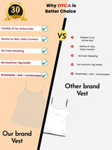 Girls 100% Cotton Printed Sleeveless Vest with Dori Neck for Everyday Innerwear Comfort and Regular Use - Pack of 4