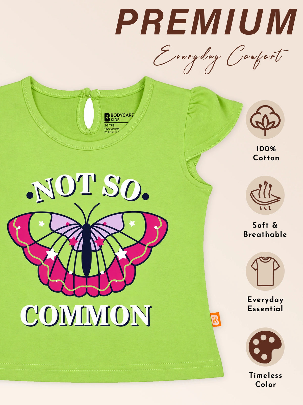 Baby Girls Round Neck Half Sleeve T-Shirt for Casual Dressing, Easy Movement and Regular Wardrobe Use - Pack of 1