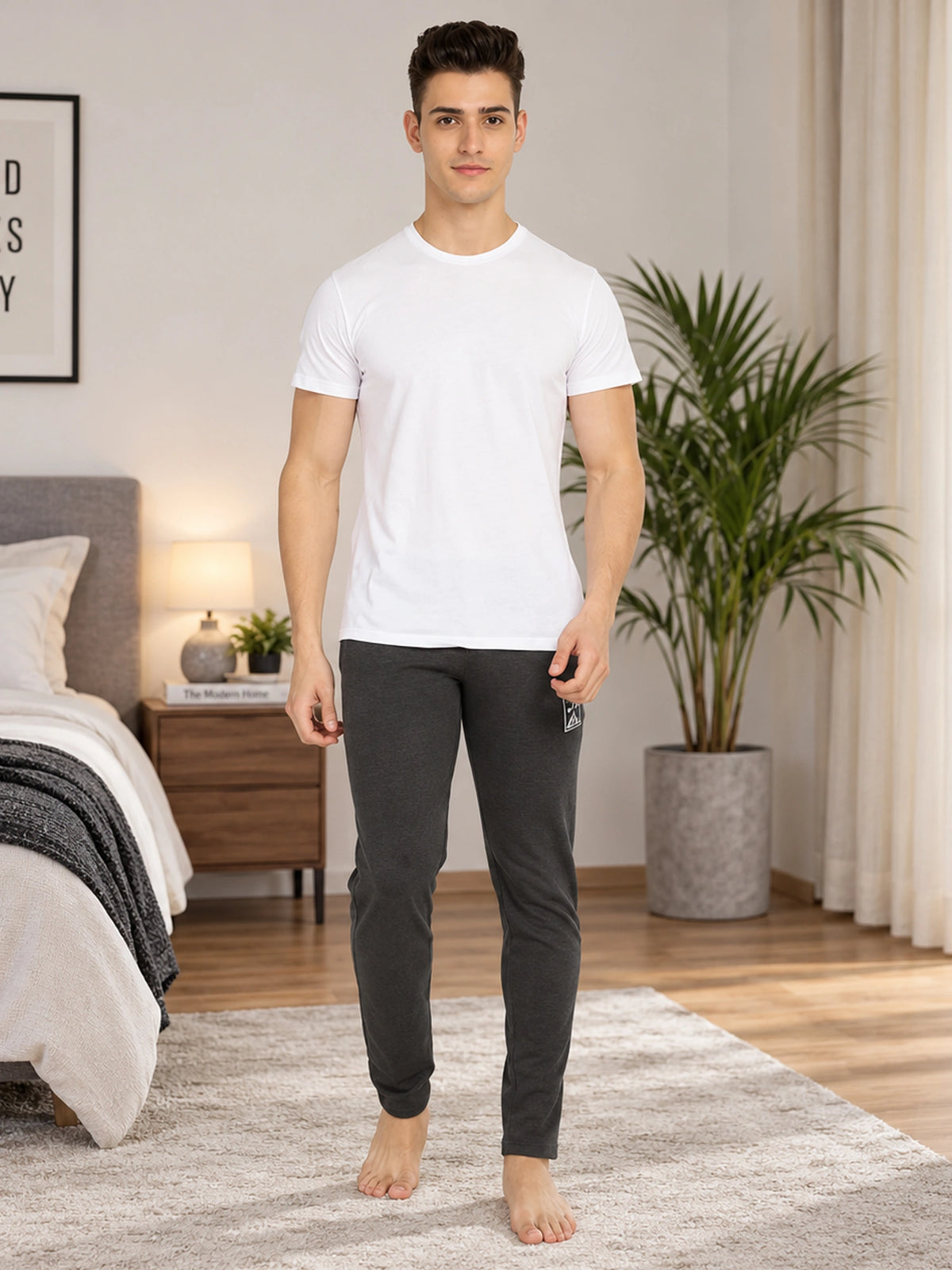 Men Fleece Track Pant with Regular Fit Sports Jogger Styling for Gym, Workout, Lounge Wear and Travel Comfort
