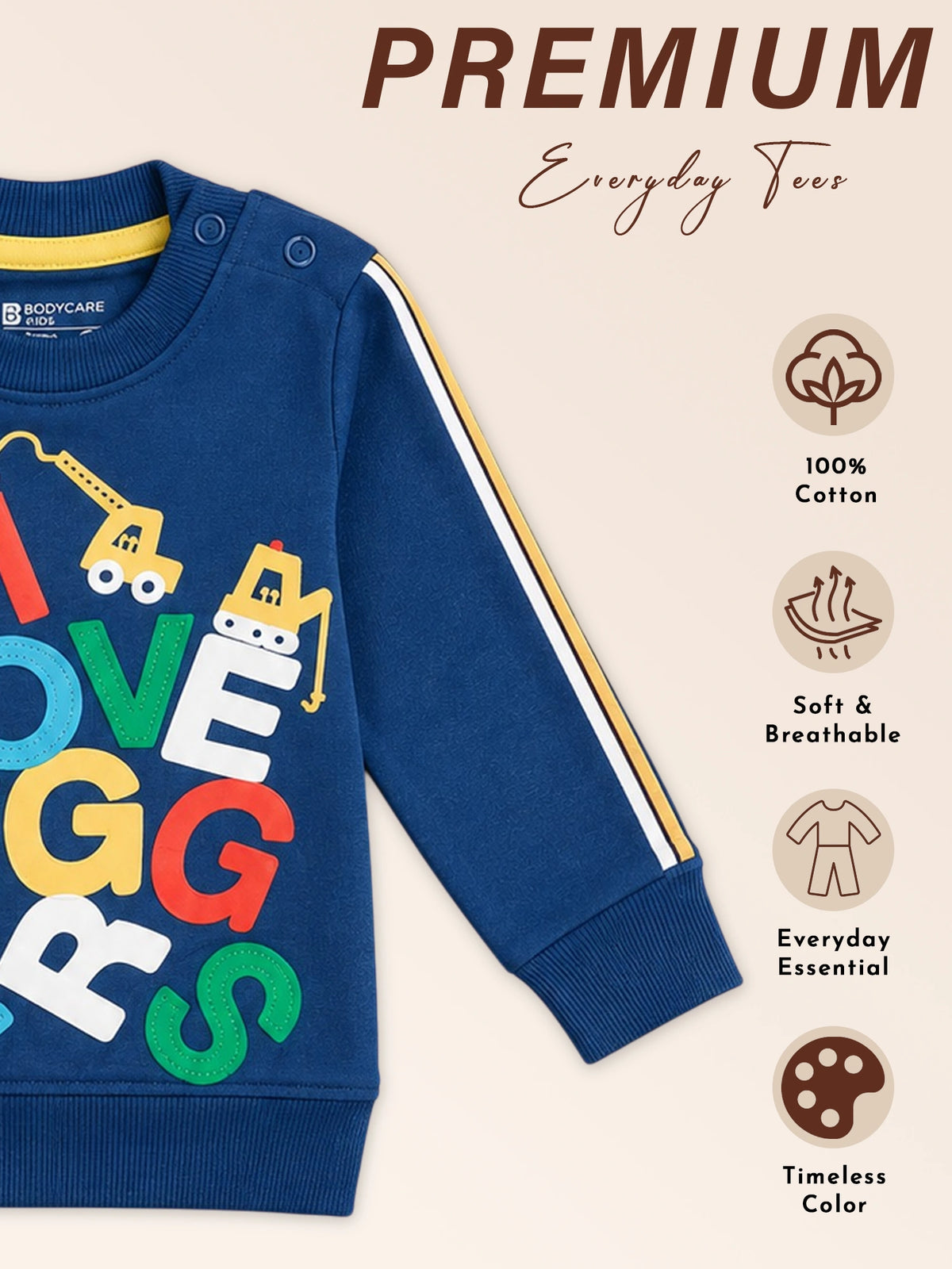 Baby Boys French Terry Printed Full Sleeve Sweatshirt Pullover with Soft Cotton Fabric for Winter Wear and Casual Comfort