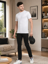 Men T-Shirt Round Neck Half Sleeves with Solid Everyday Styling for Casual Wear and Wardrobe Essentials
