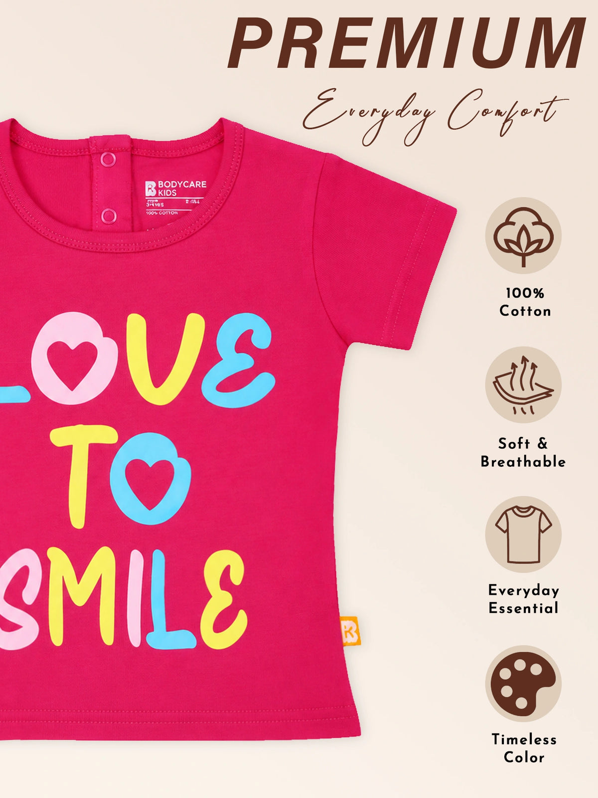 Baby Girls Cotton Round Neck Half Sleeve T-Shirt for Casual Wear, Easy Dressing and Everyday Wardrobe Use - Pack of 1