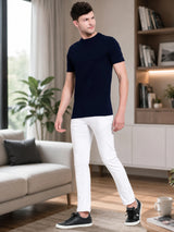 Men 100% Cotton Round Neck T-Shirt with Half Sleeves, Soft Regular Fit Comfort and Everyday Casual Wear