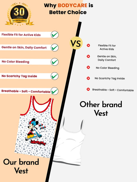 Boys Mickey & Friends Vest Round Neck Sleeveless Pack of 3