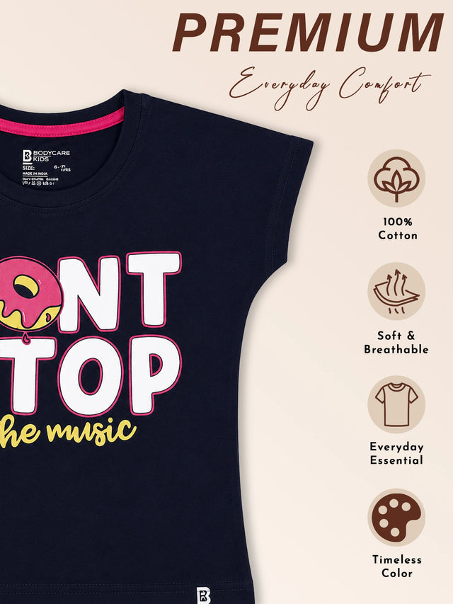 Baby Girls Round Neck Half Sleeve T-Shirt for Casual Wear, Easy Movement, Everyday Comfort and Regular Wardrobe Use