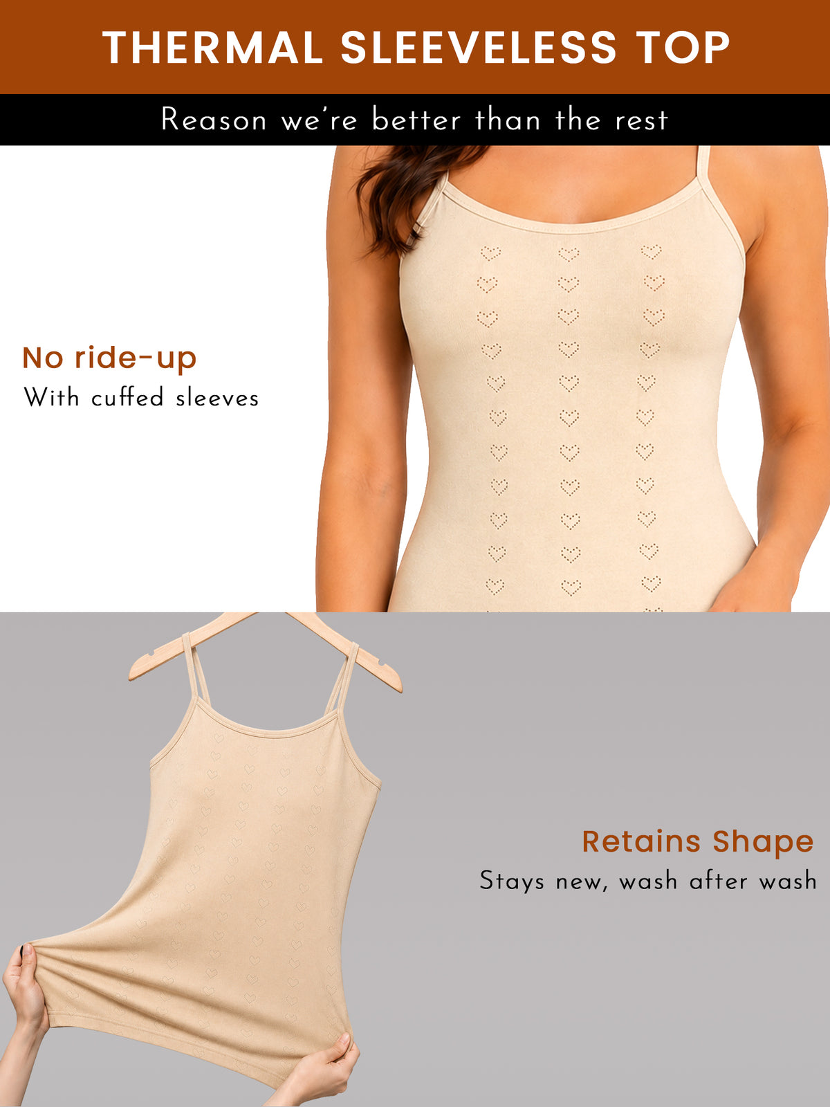 Women Round Neck Sleeveless Thermal Top for Winter Base Layering, Cold-Weather Comfort and Everyday Innerwear - Pack of 1