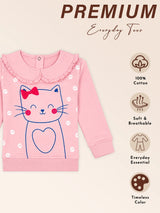 Baby Girls Terry Round Neck Sweatshirt with Regular Fit for Cozy Casual Wear and Everyday Comfort - Pack of 1