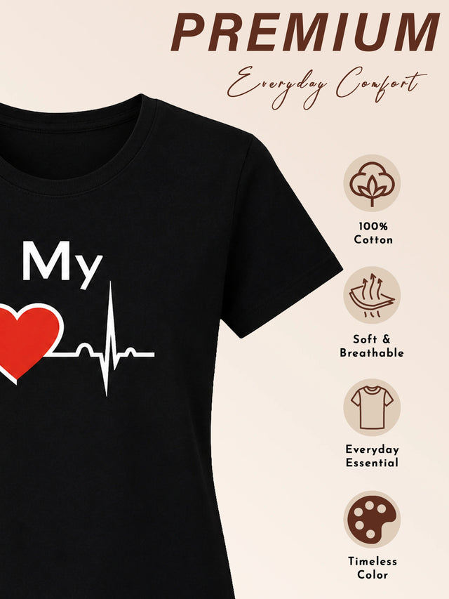 Women Cotton Printed Round Neck Half Sleeve T-Shirt with Regular Fit for Casual Wear and Everyday Wardrobe Use - Pack of 1