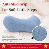 Anti Skid Ankle Length Socks for Infants Pack of 3 Pairs Non Terry Cotton Blend Grip Socks for Baby Boys & Girls