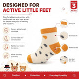 Anti Skid Ankle Length Socks for Infants Pack of 3 Pairs | Non Terry Cotton Blend Grip Socks for Baby Boys & Girls, Soft Breathable Stretchable Daily Wear Socks