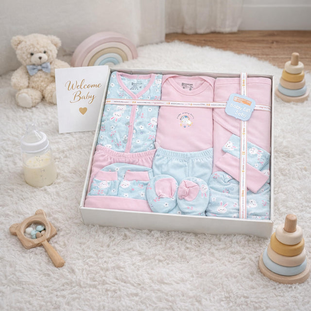 Bodycare Newborn Baby Gift Set for Boys & Girls, Cotton Clothing Set, Hospital Ready Combo Gift Hamper (5 Pcs, 0-6 Months)