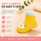 Anti Skid Ankle Length Socks for Infants Pack of 3 Pairs Non Terry Cotton Blend Grip Socks for Baby Boys & Girls
