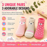Anti Skid Ankle Length Socks for Infants Pack of 3, Soft Breathable Stretchable Daily Wear Socks