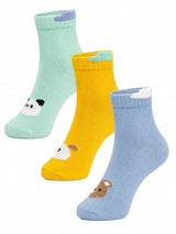 Anti Skid Ankle Length Socks for Infants Pack of 3 Pairs Non Terry Cotton Blend Grip Socks for Baby Boys & Girls