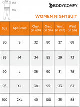 Women's Single Jersey Night Suit - Black - XL