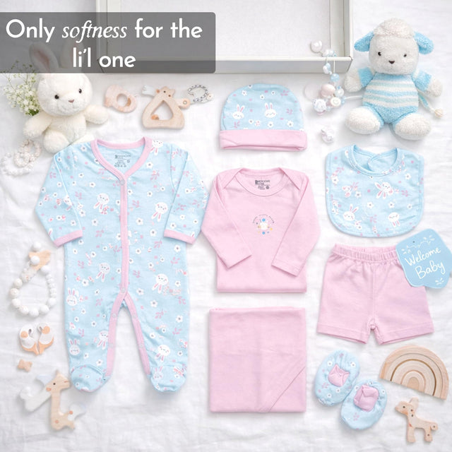 Bodycare Newborn Baby Gift Set for Boys & Girls, Cotton Clothing Set, Hospital Ready Combo Gift Hamper (5 Pcs, 0-6 Months)