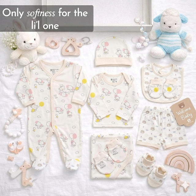 BODYCARE Newborn Baby Gift Set for Boys & Girls, Cotton Clothing Set, Hospital Ready Combo Gift Hamper (7 Pcs, 0-6 Months)