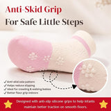 Anti Skid Ankle Length Cotton Blend Grip Socks for Infants Pack of 3 Pairs