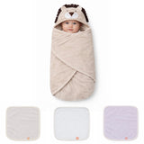Baby 3D Hoodtowel&W.Cloth - Blanket & 3 Washcloth - F