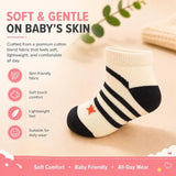 Anti Skid Ankle Length Socks for Infants Pack of 3 Pairs | Non Terry Cotton Blend Grip Socks for Baby Boys & Girls, Soft Breathable Stretchable Daily Wear Socks